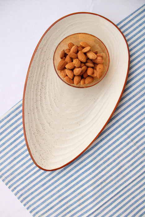 Buy Platter - Crema Almond Platter with Bowl Set | Tray For Home Decor by Ceramic Kitchen on IKIRU online store