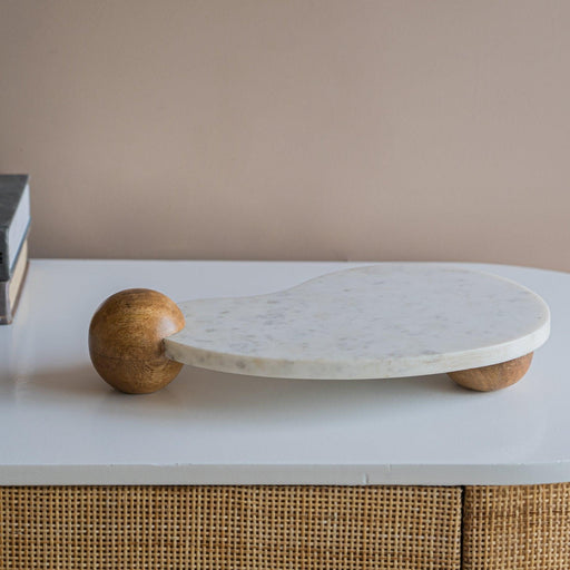 Buy Platter - Marble & Wooden Poppy Platter For Home Decor | Plate for Serving by Orange Tree on IKIRU online store
