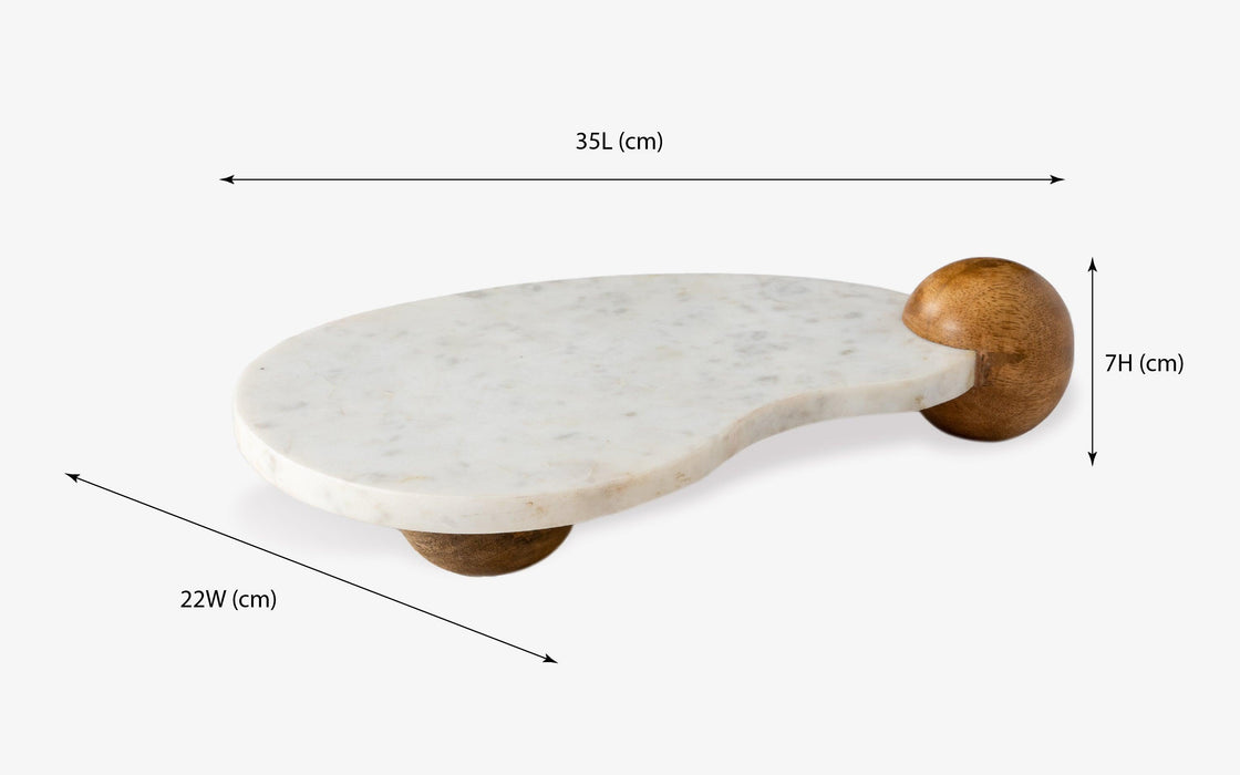 Buy Platter - Marble & Wooden Poppy Platter For Home Decor | Plate for Serving by Orange Tree on IKIRU online store