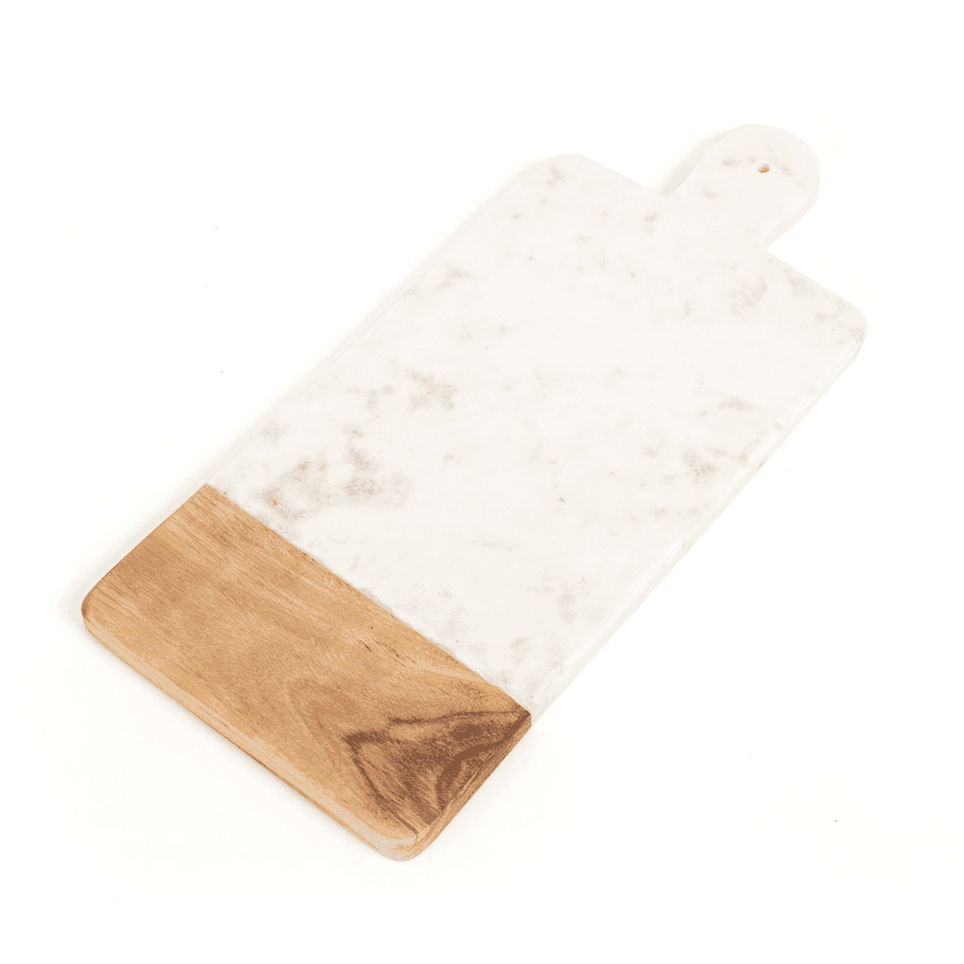 Buy Platter - Modern Serving Platter With Handle Marble and Wooden Base by Home4U on IKIRU online store