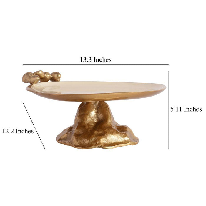 Buy Platter - Modern Stone & Metal Cake Stand | Dessert Serving Platter For Dining Table & Kitchen by De Maison Decor on IKIRU online store