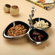Buy Platter - Triple Bowl Serving Platter For Dry Fruits | Decorative Stone & Metal Serveware For Table by De Maison Decor on IKIRU online store