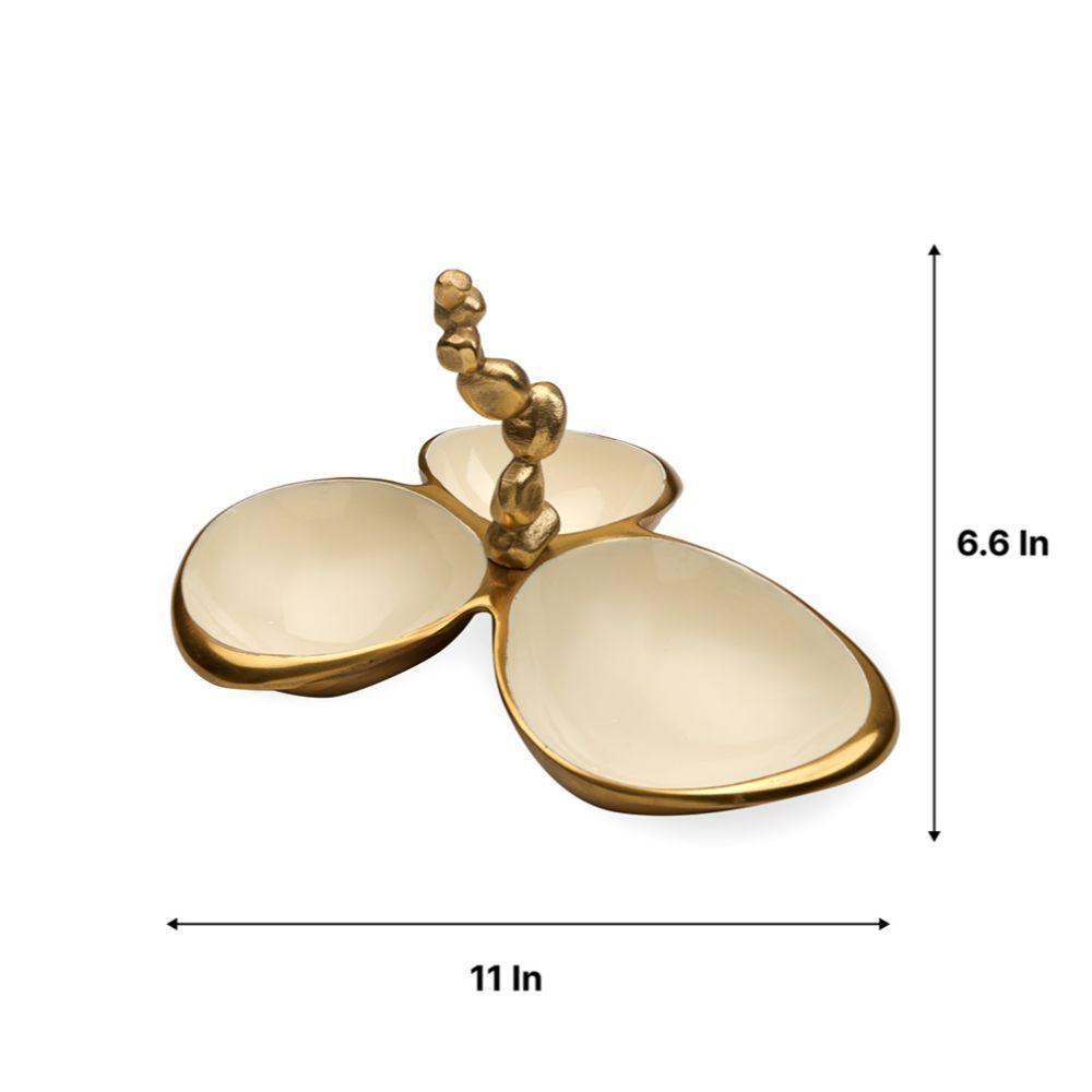Buy Platter - Triple Bowl Serving Platter For Dry Fruits | Decorative Stone & Metal Serveware For Table by De Maison Decor on IKIRU online store