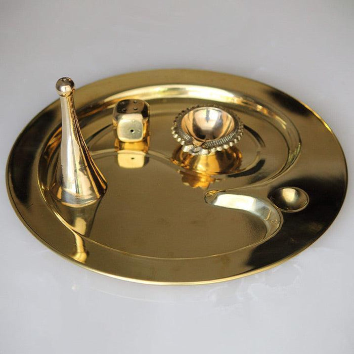 Buy Pooja Thali Set - Brass Pooja Thali Combo With Diya & Agarbatti Holder | Festival Gifting Box by Indian Bartan on IKIRU online store