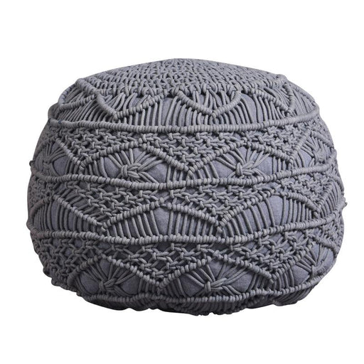 Buy Poufs - Grey Macrame Round Seating Pouf | Ottomans For Living Room & Home by Manor House on IKIRU online store