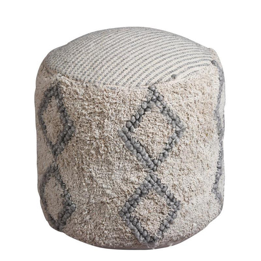 Buy Poufs - White and Grey Cotton Cylindrical Ottoman Pouf For Living Room & Home by Manor House on IKIRU online store