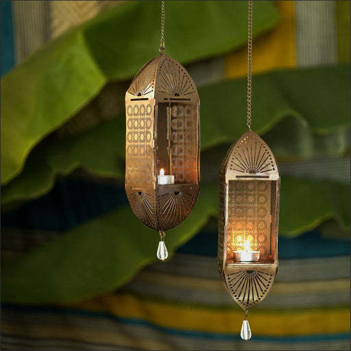 Buy Puja Essentials - Mandir Hanging Ochre Diya Set Of 2 | Decorative Lights by Courtyard on IKIRU online store