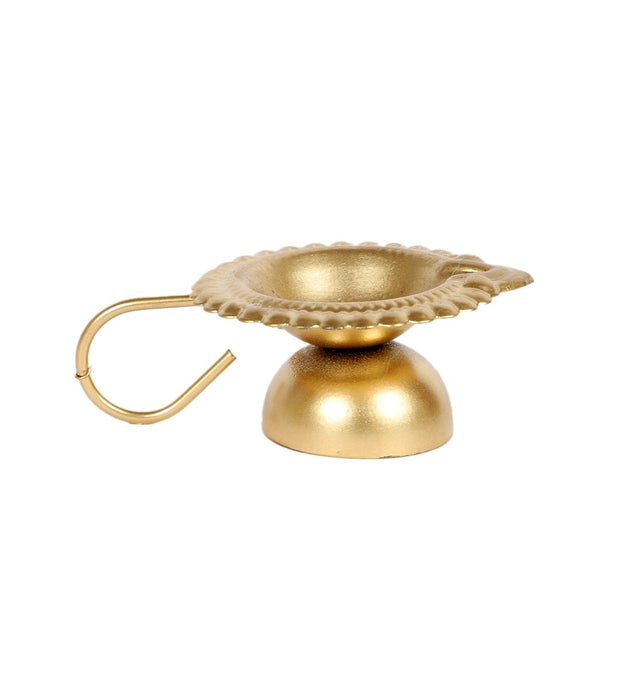 Buy Puja Essentials - Metallic Hath Diya With Handle For Pooja Set Of 2 | Golden Tealight Holder by Amaya Decors on IKIRU online store