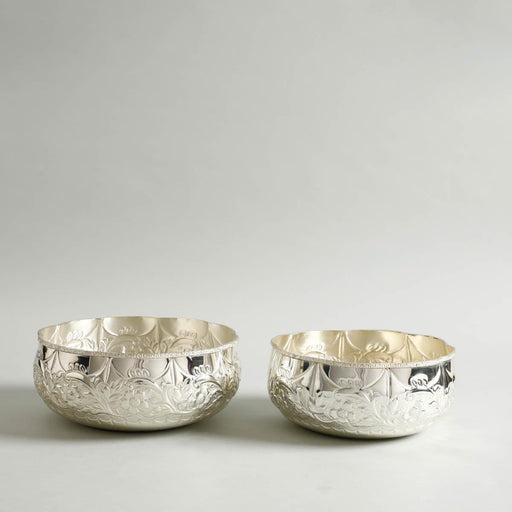 Buy Puja Essentials - Samaira Beautiful Brass Urli | Decorative Silver Bowl For Puja Room & Table Decoration by Home4U on IKIRU online store