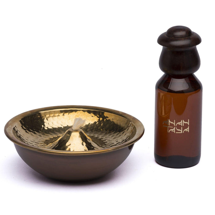 Buy Puja Essentials Selective Edition - Lift Top Lau Diya Brass Oil Lamp With Oil Bottle by Anantaya on IKIRU online store