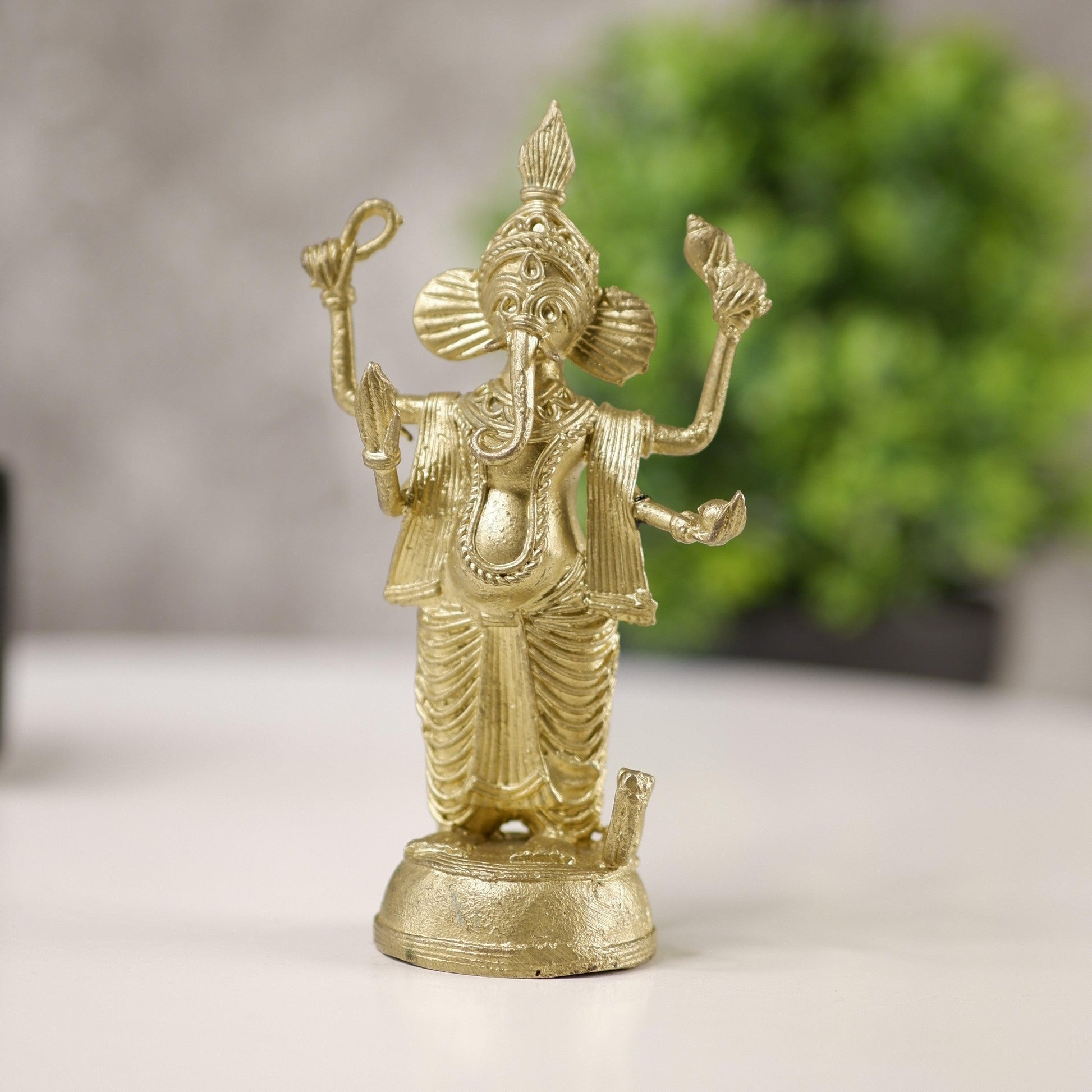 Buy Religious Idols - Handcrafted Dokra Lord Ganesh Idol | Brass Showpiece For Decor by Sowpeace on IKIRU online store