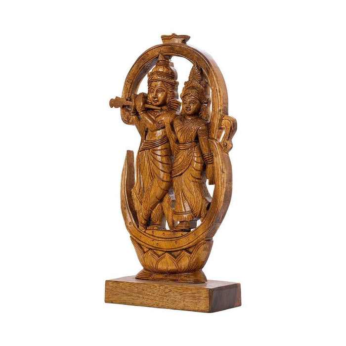 Buy Religious Idols - Handcrafted Wooden Radha Krishna Murti | Vintage hindu deities Showpiece by Sowpeace on IKIRU online store