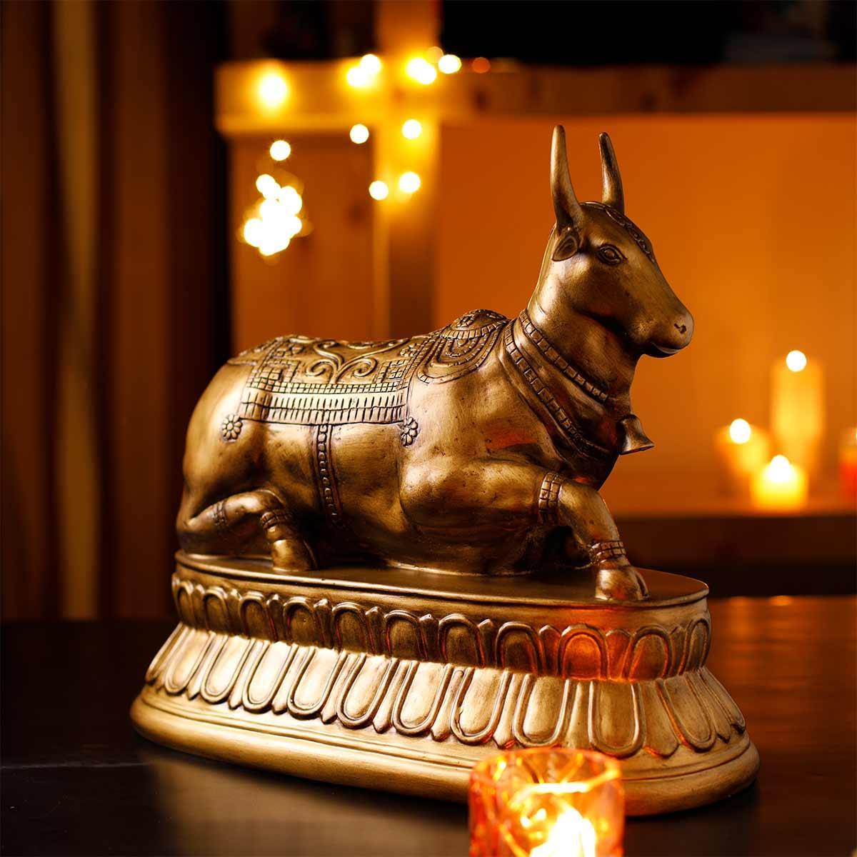 Buy Religious Idols - Nandi Antique Sculpture Religious Idols for Home | Statue Murti by Home4U on IKIRU online store