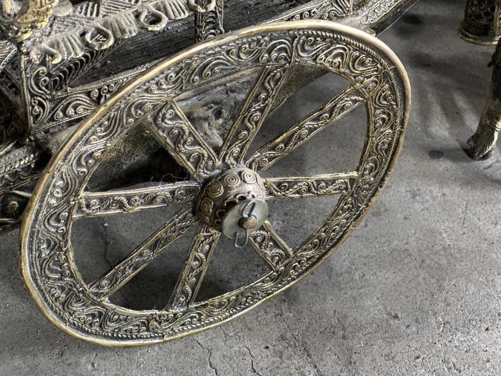 Buy Religious Idols - Premium Brass Cow Cart Showpiece Dokra | Traditional Artefact For Decor by Sowpeace on IKIRU online store