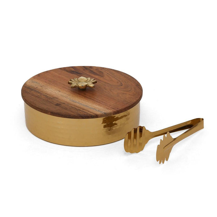 Buy Roti Box - Dhanvik Steel Chapati Box With Wooden Lid | Casserole Hotpot For Kitchen & Dining Table by Home4U on IKIRU online store