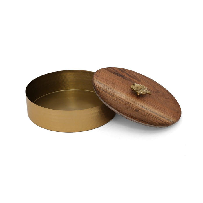 Buy Roti Box - Dhanvik Steel Chapati Box With Wooden Lid | Casserole Hotpot For Kitchen & Dining Table by Home4U on IKIRU online store