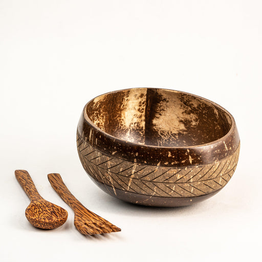 Buy Serving Bowl - Decorative Geometric Wooden Coconut Shell Bowl For Serving & Table Decor by Thenga on IKIRU online store