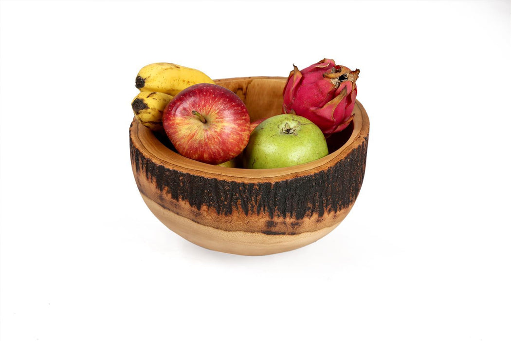 Buy Serving Bowl - Natural Round Acacia Wood Fruits Bowl | Serveware For Kitchen, Restaurant | Home & Gifting | Teak Brown by Unimaple on IKIRU online store