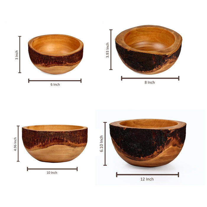 Buy Serving Bowl - Natural Round Acacia Wood Fruits Bowl | Serveware For Kitchen, Restaurant | Home & Gifting | Teak Brown by Unimaple on IKIRU online store