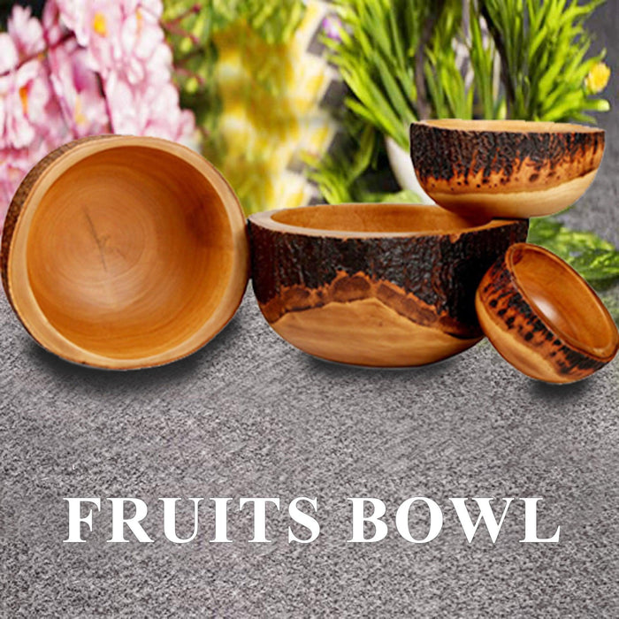 Buy Serving Bowl - Natural Round Acacia Wood Fruits Bowl | Serveware For Kitchen, Restaurant | Home & Gifting | Teak Brown by Unimaple on IKIRU online store