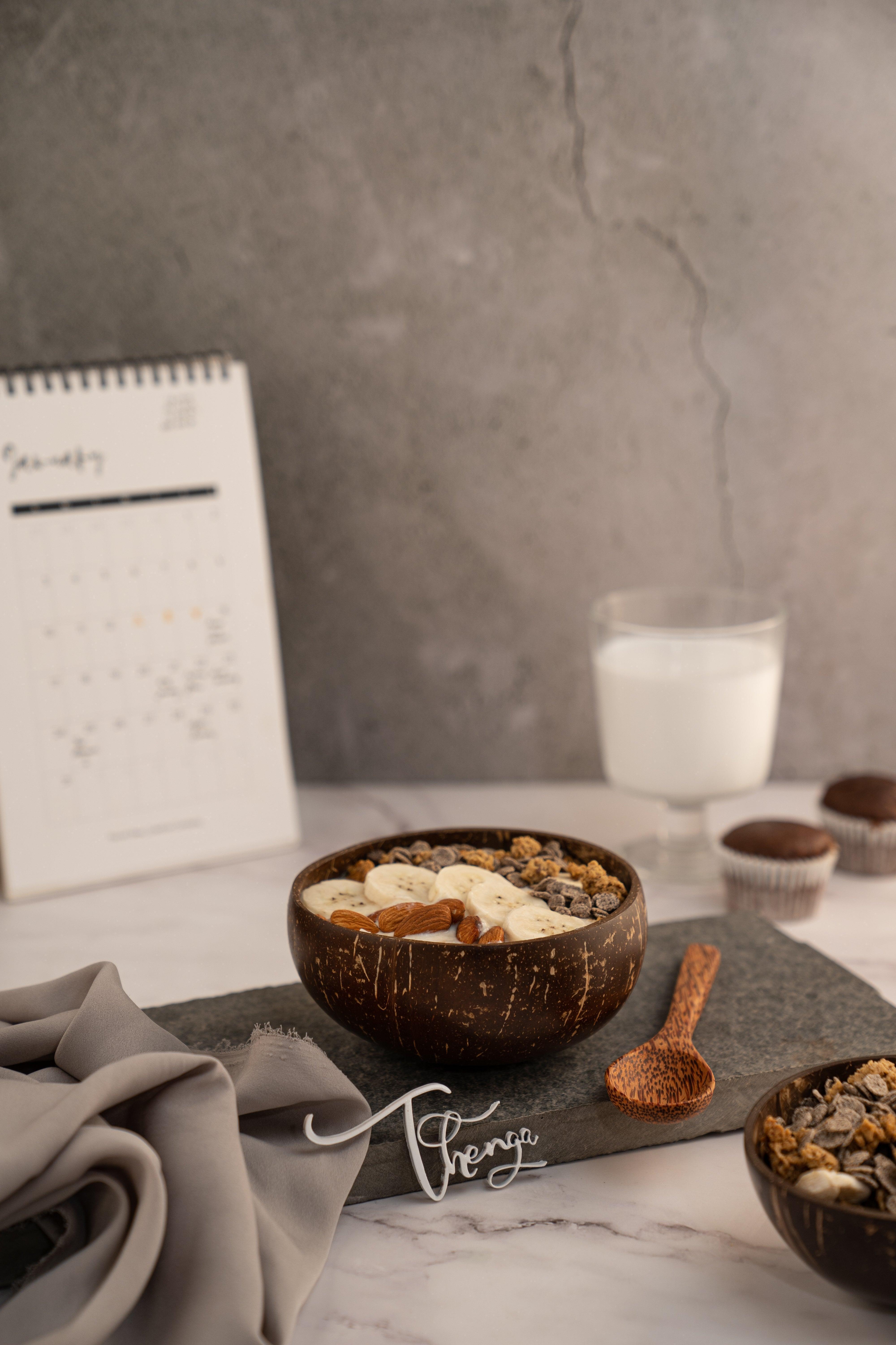 Buy Serving Bowl - Stylish Coconut Shell Serving Bowl With Spoon | Decorative Wooden Serveware For Table & Home by Thenga on IKIRU online store