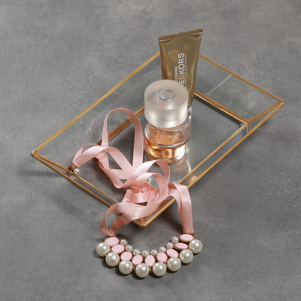 Buy Serving Platter & Tray - Antique Brass Glass Mirror Tray | Stylish Transparent Decorative Storage For Decor by Manor House on IKIRU online store