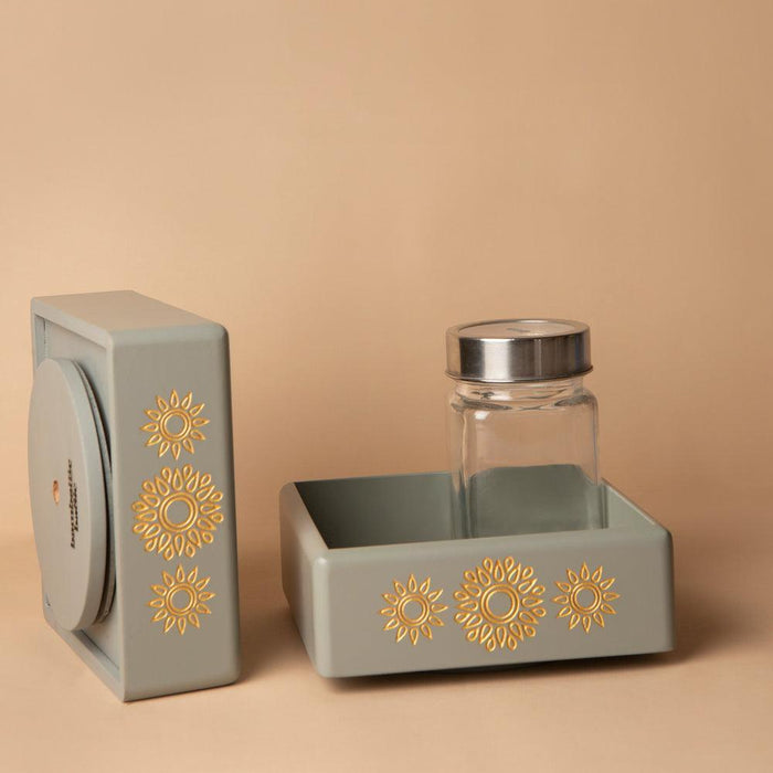 Buy Serving Platter & Tray - Grey Revolving Jar Tray Organiser by bambaiSe on IKIRU online store