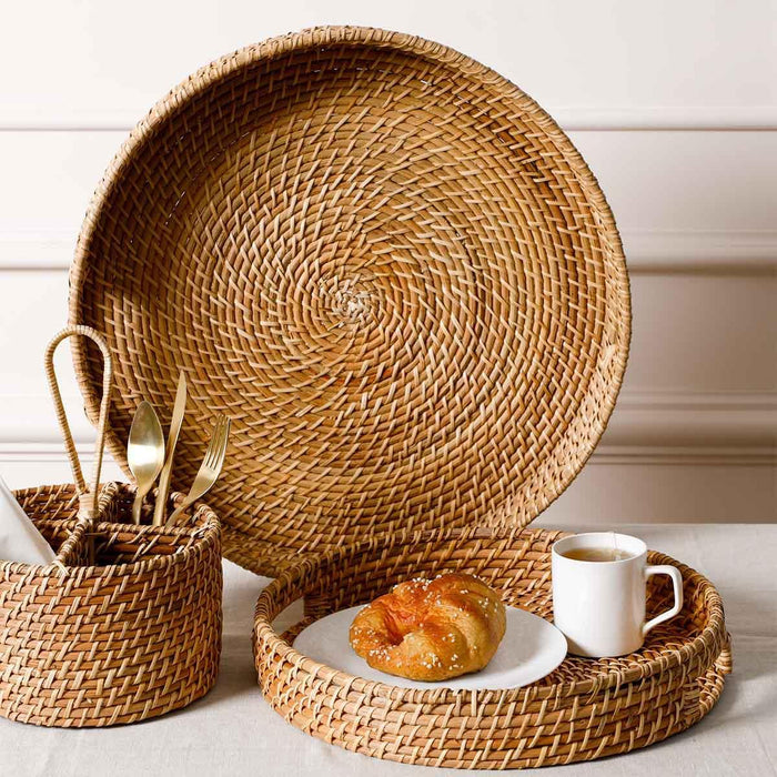 Buy Serving Platter & Tray - Halo Rattan Tray Natural Colour for Dining | Platters Serving Dishware by Home4U on IKIRU online store