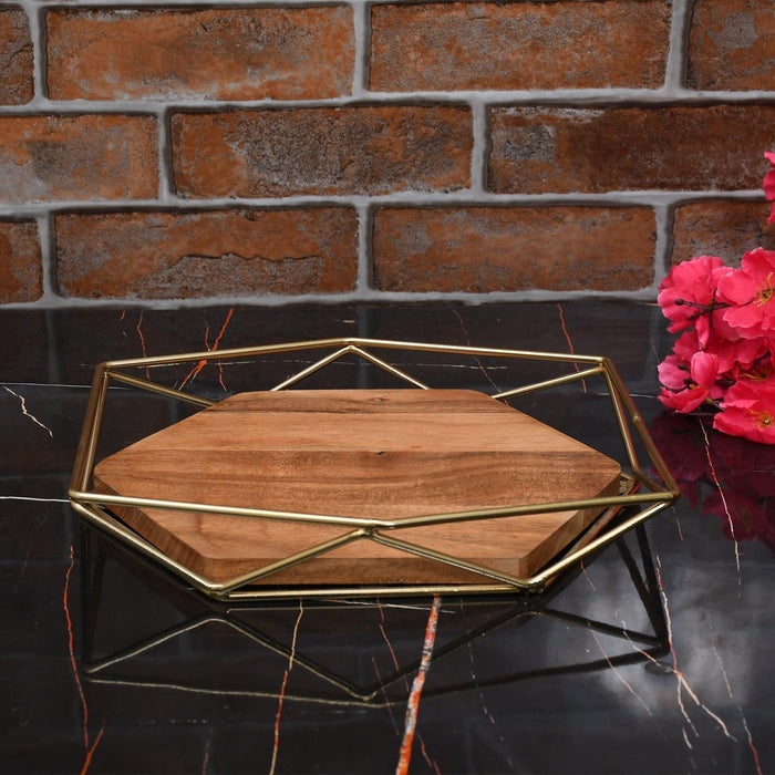 Buy Serving Platter & Tray - Hexa Wooden Tray by Maison Modern on IKIRU online store