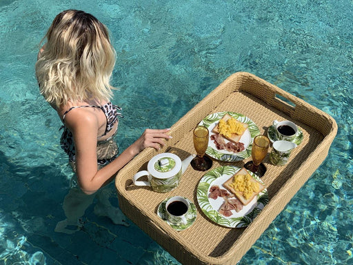 Buy Serving Platter & Tray - Luxury Rectangle Floating Serving Tray For Pool | Beige Serveware by Tesu on IKIRU online store