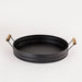 Buy Serving Platter & Tray - Matt Black Iron Round Tray with Handles | Platter For Kitchen & Dining by Indecrafts on IKIRU online store