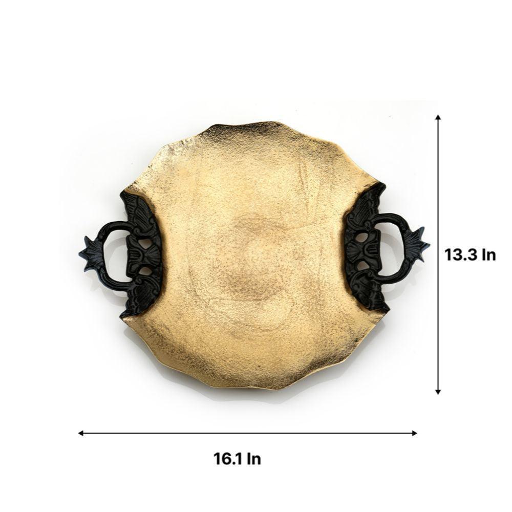 Buy Serving Platter & Tray - Midas Round Tray | Decorative Platter | Serving Tray for Kitchen by De Maison Decor on IKIRU online store