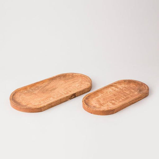 Buy Serving Platter & Tray - Natural Spin Mango Wood Tray | Serving Platter Set of 2 For Serveware by Indecrafts on IKIRU online store