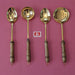 Buy Serving spoon - Brass Serving Ladles With Wooden Handles Set Of 4 | Kansa Kitchen Utensils by Indian Bartan on IKIRU online store