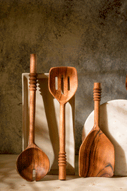 Buy Serving spoon - Garoh Acacia wood Ladles & Spatulas Cutlery Set of 5 For Serveware & Dining by Araana Home on IKIRU online store