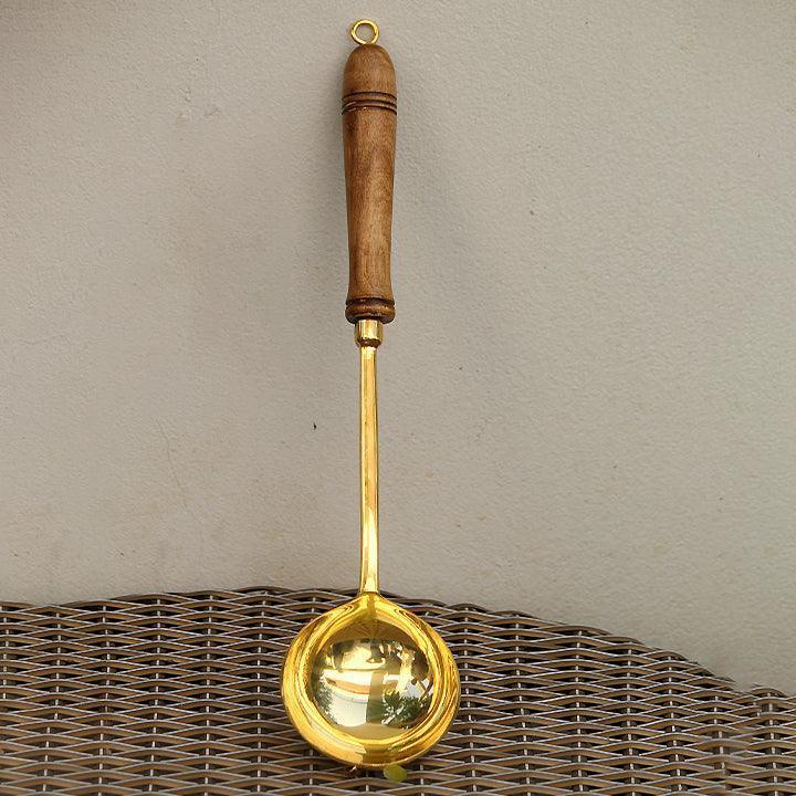 Buy Serving spoon - Golden Brass Karchi | Large Ladle Kitchen Utensils For Serveware & Dining by Indian Bartan on IKIRU online store