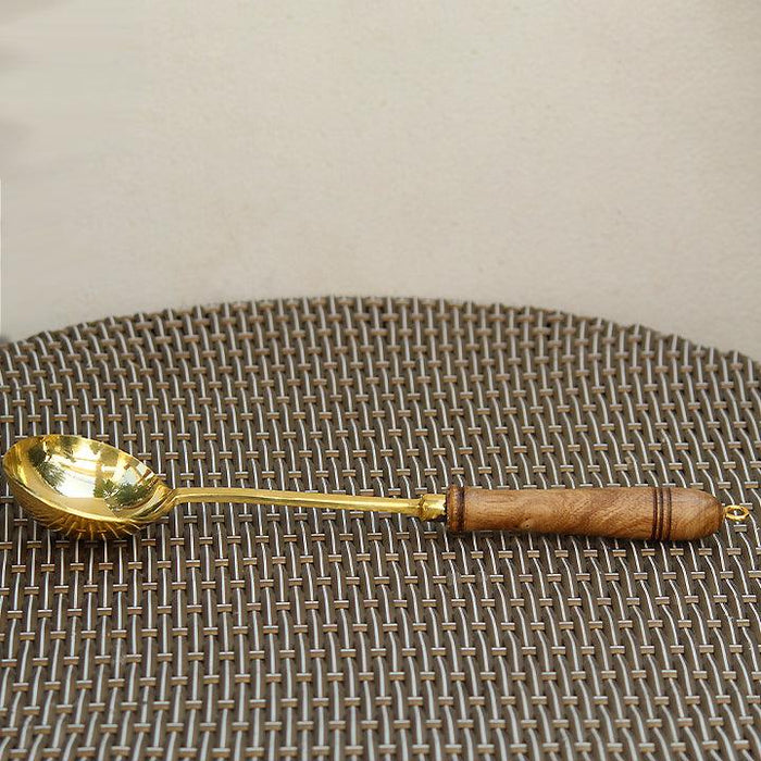 Buy Serving spoon - Golden Brass Karchi | Large Ladle Kitchen Utensils For Serveware & Dining by Indian Bartan on IKIRU online store