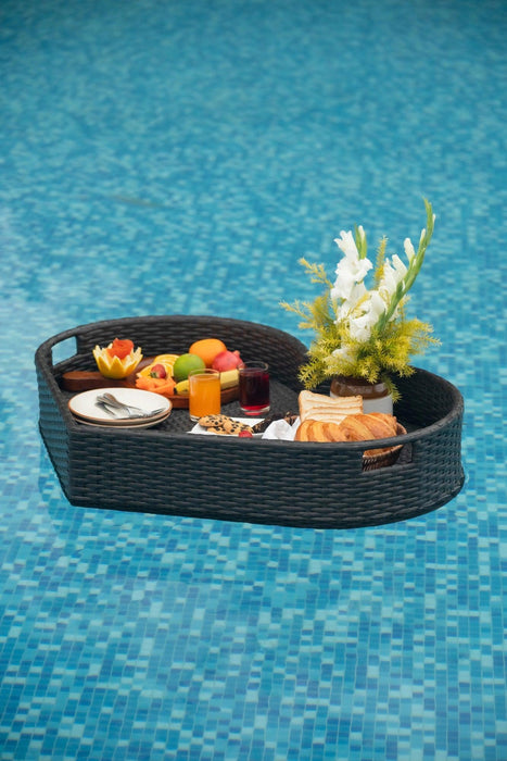 Buy Serving Trays - Luxurious Heart Shape Floating Serving Tray For Pool & Restaurant | Synthetic Rattan & Aluminium Serveware by Tesu on IKIRU online store