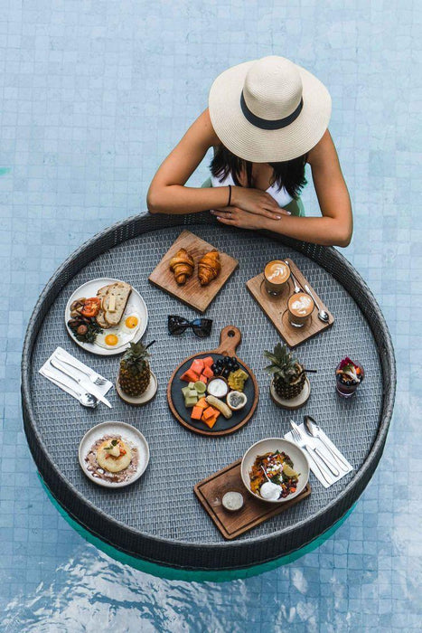 Buy Serving Trays - Luxury Round Floating Serving Tray For Pool & Restaurant | Brown Classy Serveware by Tesu on IKIRU online store