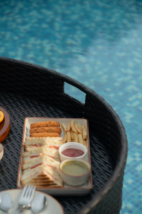 Buy Serving Trays - Luxury Round Floating Serving Tray For Pool & Restaurant | Brown Classy Serveware by Tesu on IKIRU online store