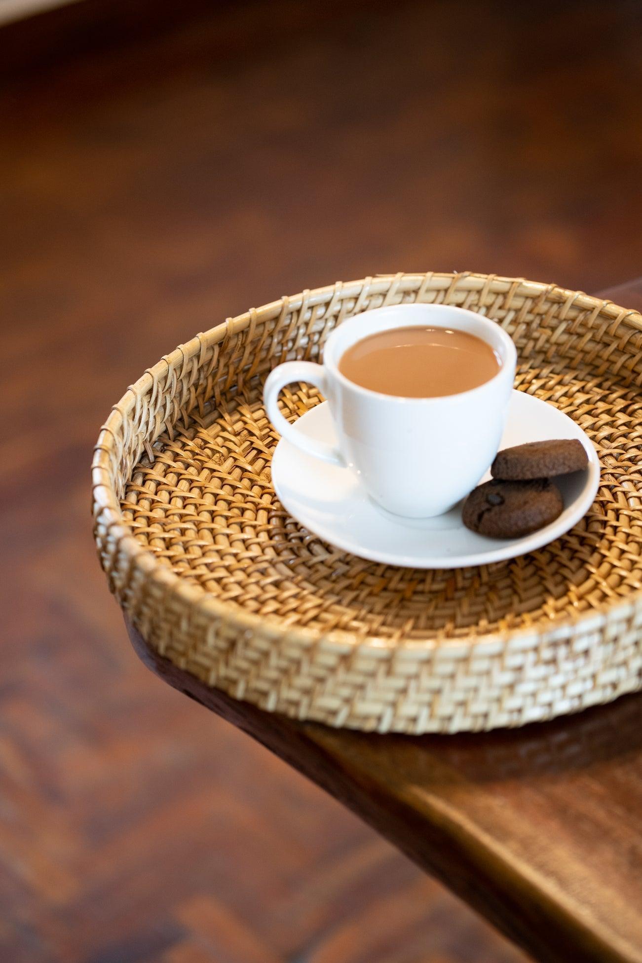 Buy Serving Trays - Natural Cane Handwoven Round Serving & Storage Tray For Home & Table Decor by Tesu on IKIRU online store