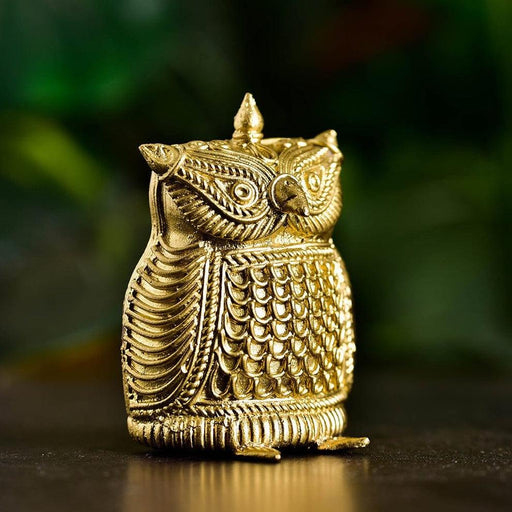 Buy Showpieces & Collectibles - Antique Owl Statue Dokra Design | Vastu Showpiece Brass Finish by Sowpeace on IKIRU online store