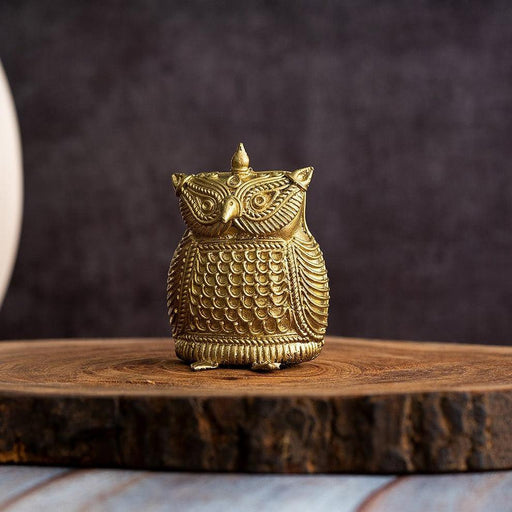 Buy Showpieces & Collectibles - Antique Owl Statue Dokra Design| Vastu Showpiece Brass Finish by Sowpeace on IKIRU online store