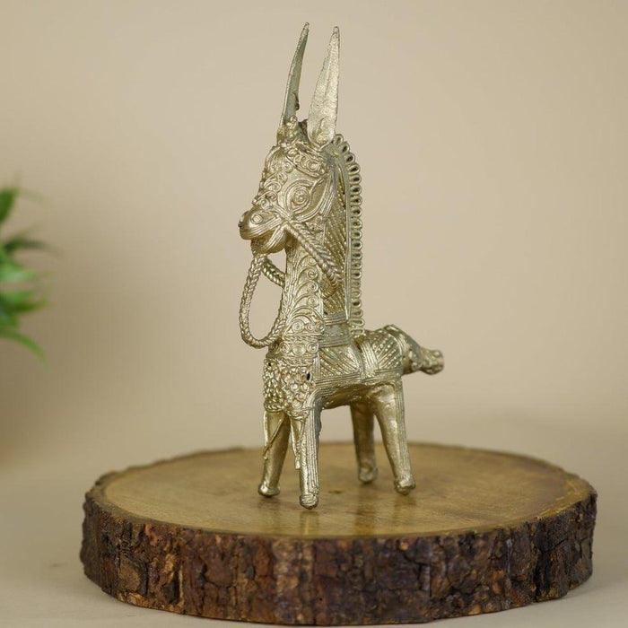 Buy Showpieces & Collectibles - Decorative Dokra Horse Showpiece | Antique Golden Artefact For Table by Sowpeace on IKIRU online store