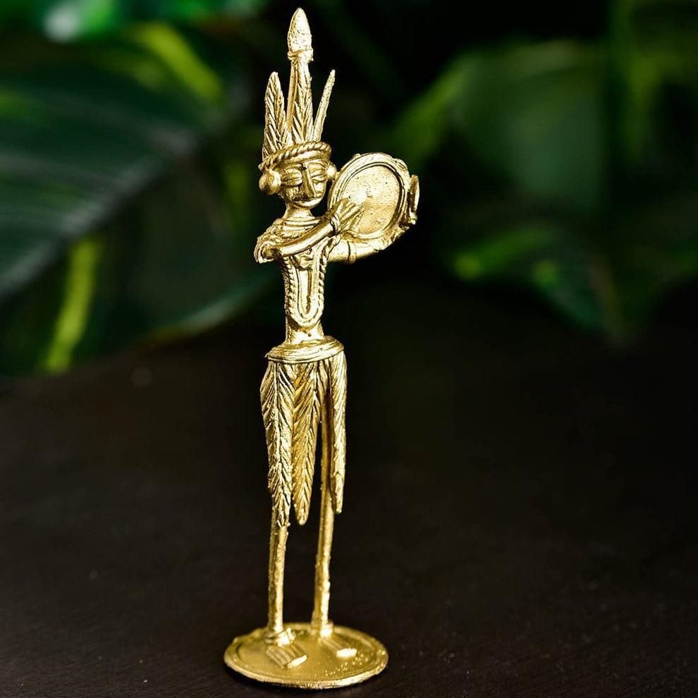 Buy Showpieces & Collectibles - Decorative Golden Tribal Drummer Showpiece Dokra Design For Decor by Sowpeace on IKIRU online store