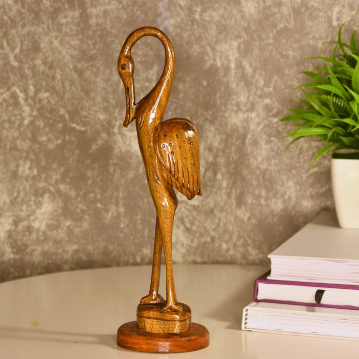 Buy Showpieces & Collectibles - Decorative Wooden Flamingo Showpiece | Beautiful Bird Statue For Table by Sowpeace on IKIRU online store