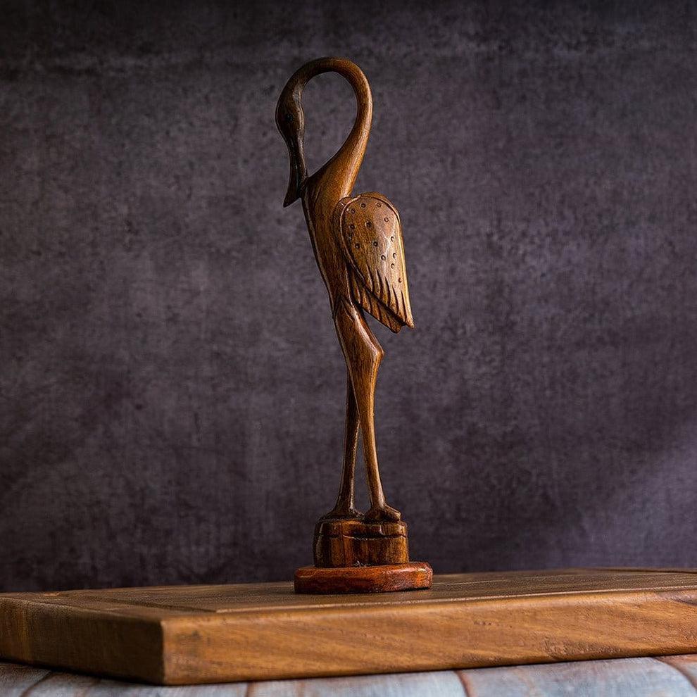 Buy Showpieces & Collectibles - Decorative Wooden Flamingo Showpiece | Beautiful Bird Statue For Table by Sowpeace on IKIRU online store