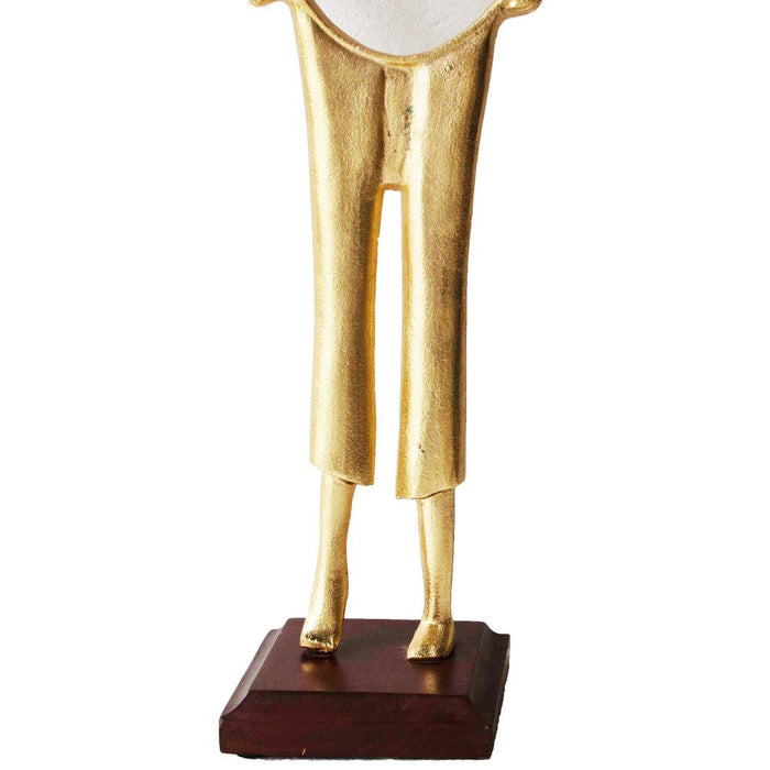 Buy Showpieces & Collectibles - Gold Aluminum & Wood Pulling Pant Sculpture For Tableware & Home Decor by Manor House on IKIRU online store