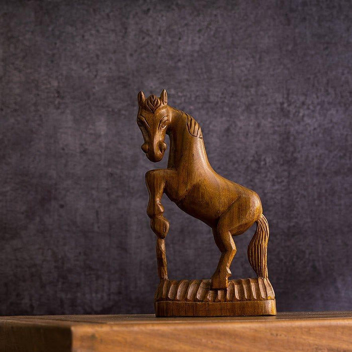 Buy Showpieces & Collectibles - Handcrafted Wooden Racing Horse Statue | Animal Showpiece For Table Decor by Sowpeace on IKIRU online store