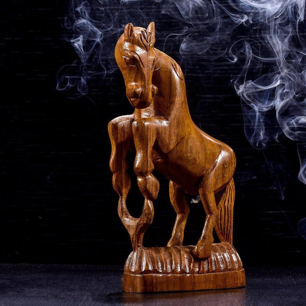 Buy Showpieces & Collectibles - Handcrafted Wooden Racing Horse Statue | Animal Showpiece For Table Decor by Sowpeace on IKIRU online store